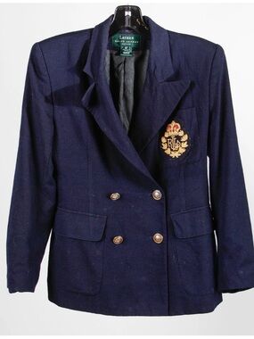 Lauren Ralph Lauren Navy Double-Breasted Crest Blazer 4P
